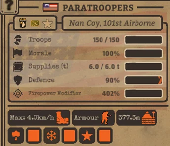Battleplan company panel showing its individual supply percentage