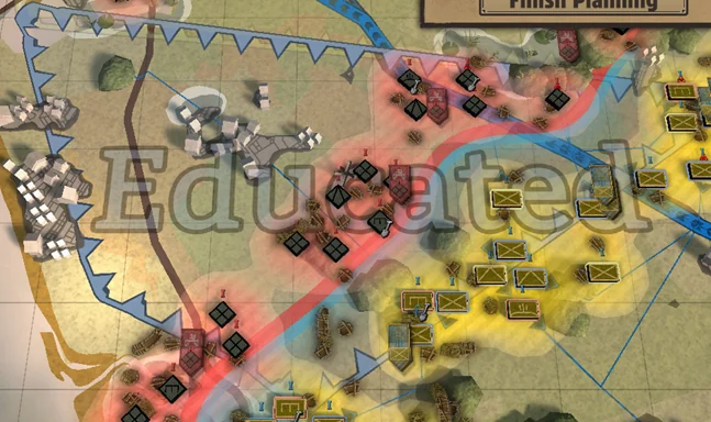 Battleplan zone labelled Educated with assigned battalions