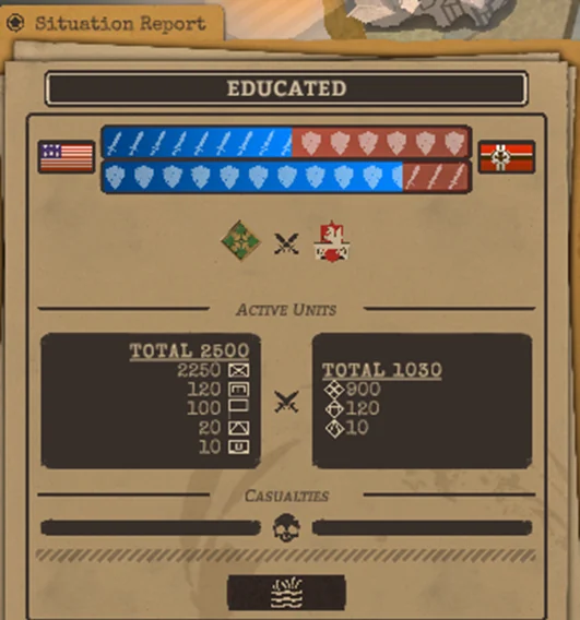 Battleplan zone prediction panel with separate attack and defence information